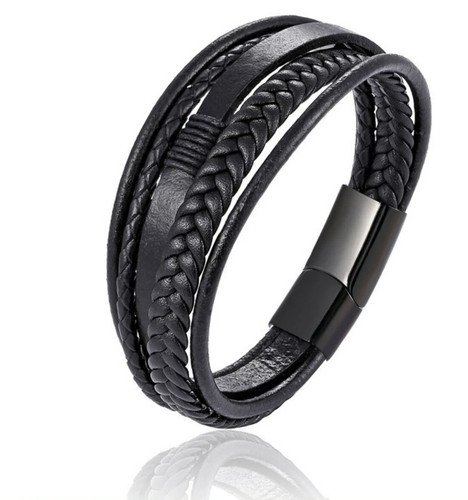 Stainless steel buckle - steel, leather