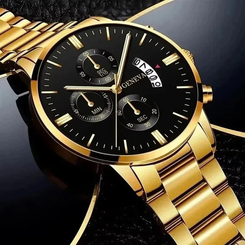 Waterproof gold men watch - waterproof, men's